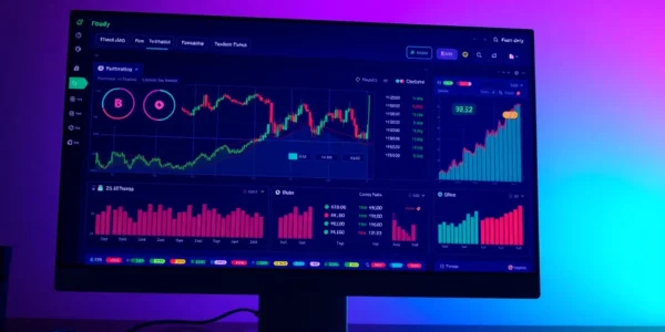 Illustration of the aicoin官网 platform with dynamic crypto charts and real-time data analysis on a modern device for investment monitoring.