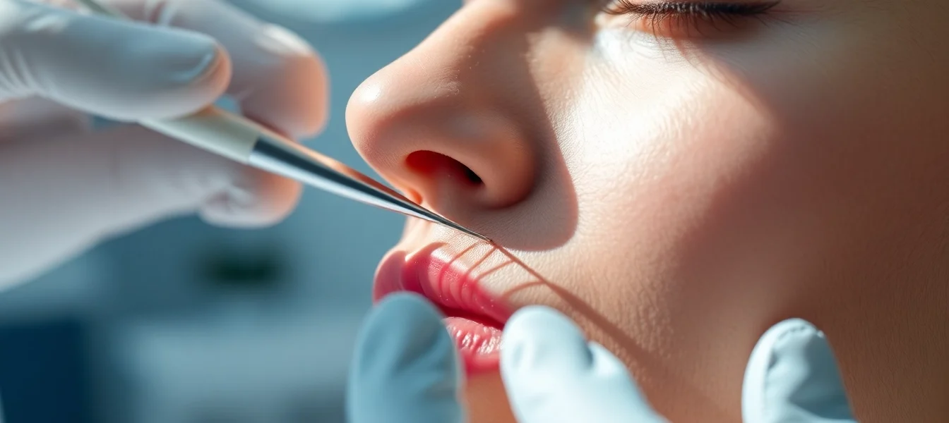 Fadenlifting Zürich: Precision treatment with PDO threads for natural facial rejuvenation showing a professional procedure in a modern clinic.