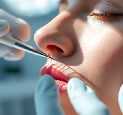 Fadenlifting Zürich: Precision treatment with PDO threads for natural facial rejuvenation showing a professional procedure in a modern clinic.