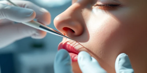 Fadenlifting Zürich: Precision treatment with PDO threads for natural facial rejuvenation showing a professional procedure in a modern clinic.