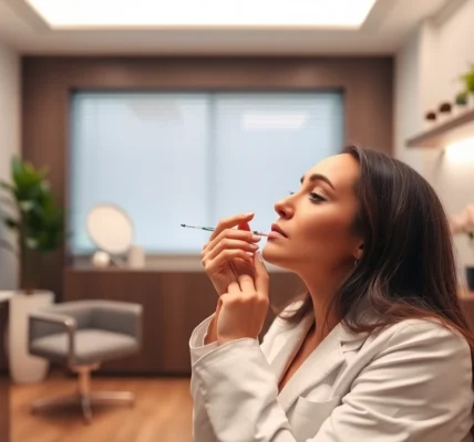 Botox Behandlung in Zürich: Facharzt führt präzise injektion in modernes Schönheitszentrum aus.