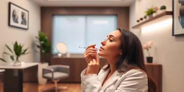 Botox Behandlung in Zürich: Facharzt führt präzise injektion in modernes Schönheitszentrum aus.