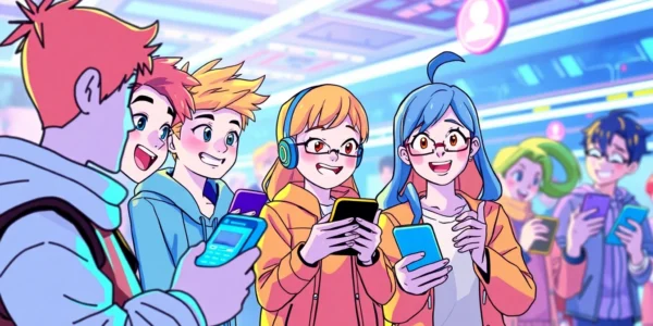 Spicychatai app interface showing animated characters engaging in uncensored, realistic conversations on a sleek smartphone screen.