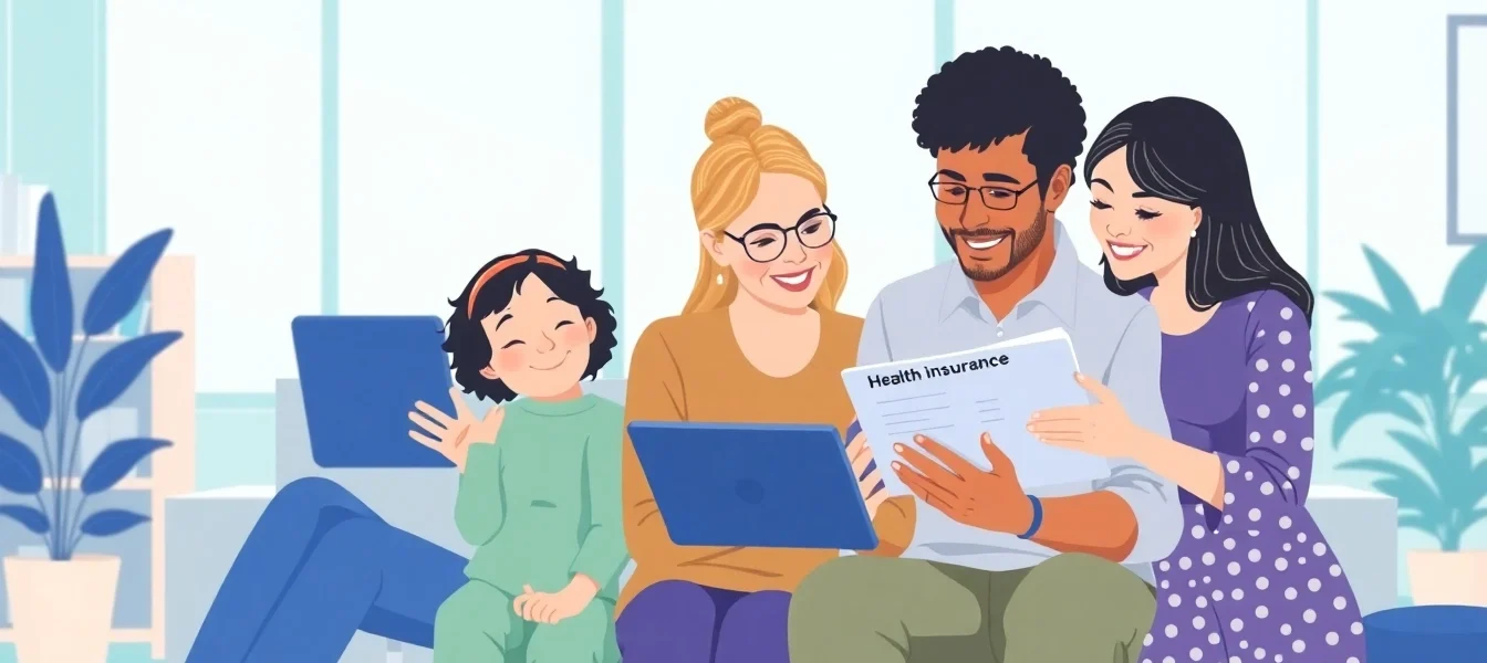 Compare health insurance options on a tablet in a bright, welcoming office.