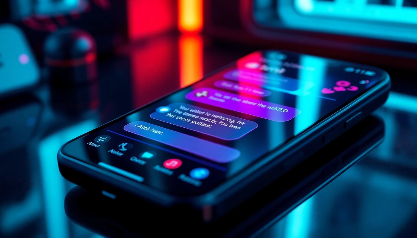 Engaging nsfw ai chat conversation displayed on a smartphone, showcasing unfiltered digital intimacy in a modern setting.